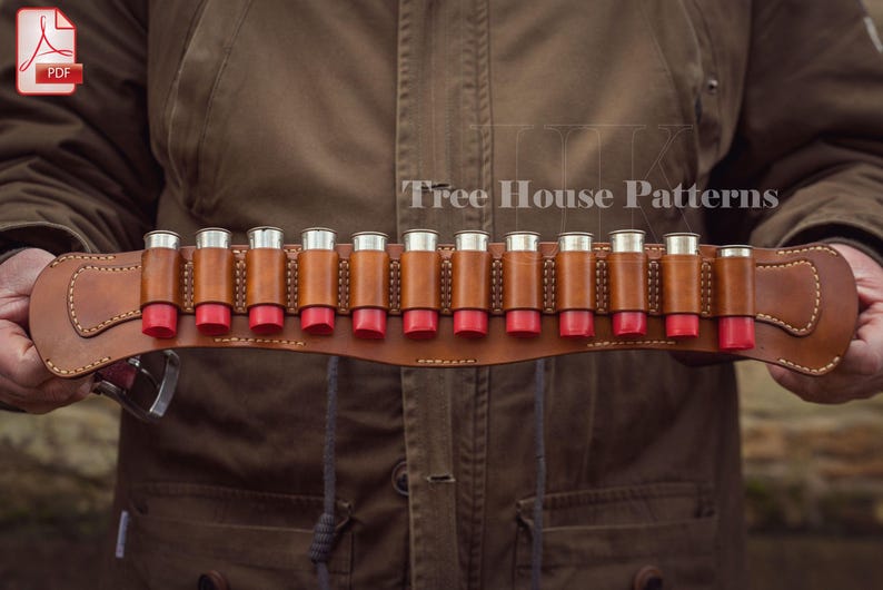 Cartridge holder 12 & 20 gauge leather pattern PDF - bandolier digital template image 4