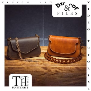 Patron de cuir PDF, DXF pour sac à main de soirée, patron pour sac à bandoulière