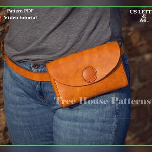 Frauen Gürteltasche mit Trageriemen Leder Schnittmuster PDF, Gürteltasche Schnittmuster