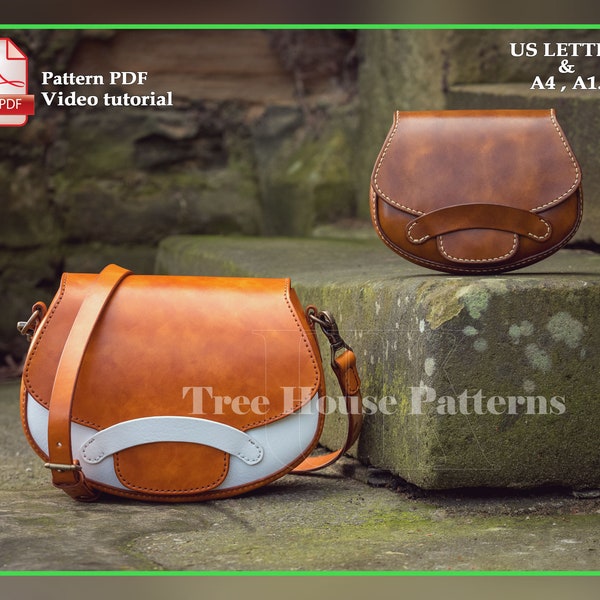 Saddle bag leather pattern PDF - crossbody bag digital template