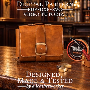 Pipe Pouch Pattern PDF & DXF – Leather Tobacco Case Template SVG
