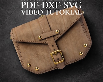 Belt bag pattern PDF, leather waist bag template, dxf svg