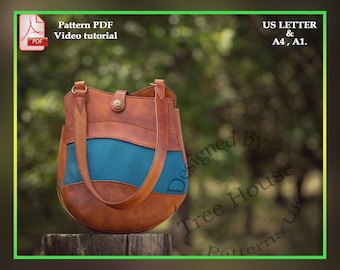 Shoulder bag leather pattern PDF - tote bag digital template