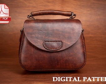 Saddle bag leather pattern PDF, A4 only purse digital template