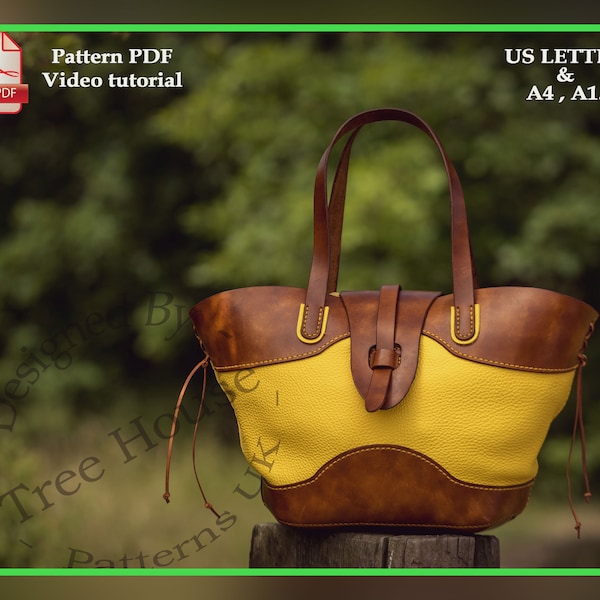 Vintage shoulder bag leather pattern PDF - women purse digital template