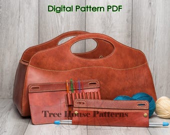 Large storage basket leather pattern PDF - storage bucket digital template