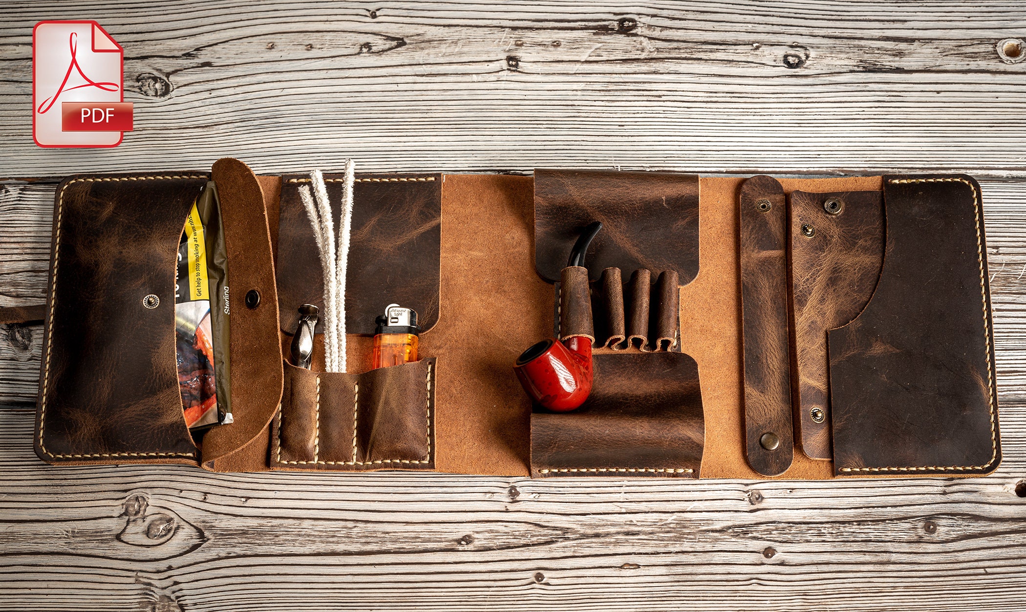 leather pipe tobacco pouch pattern Leather Pipe Pouch Pattern, Tobacco Case (PDF Pattern)