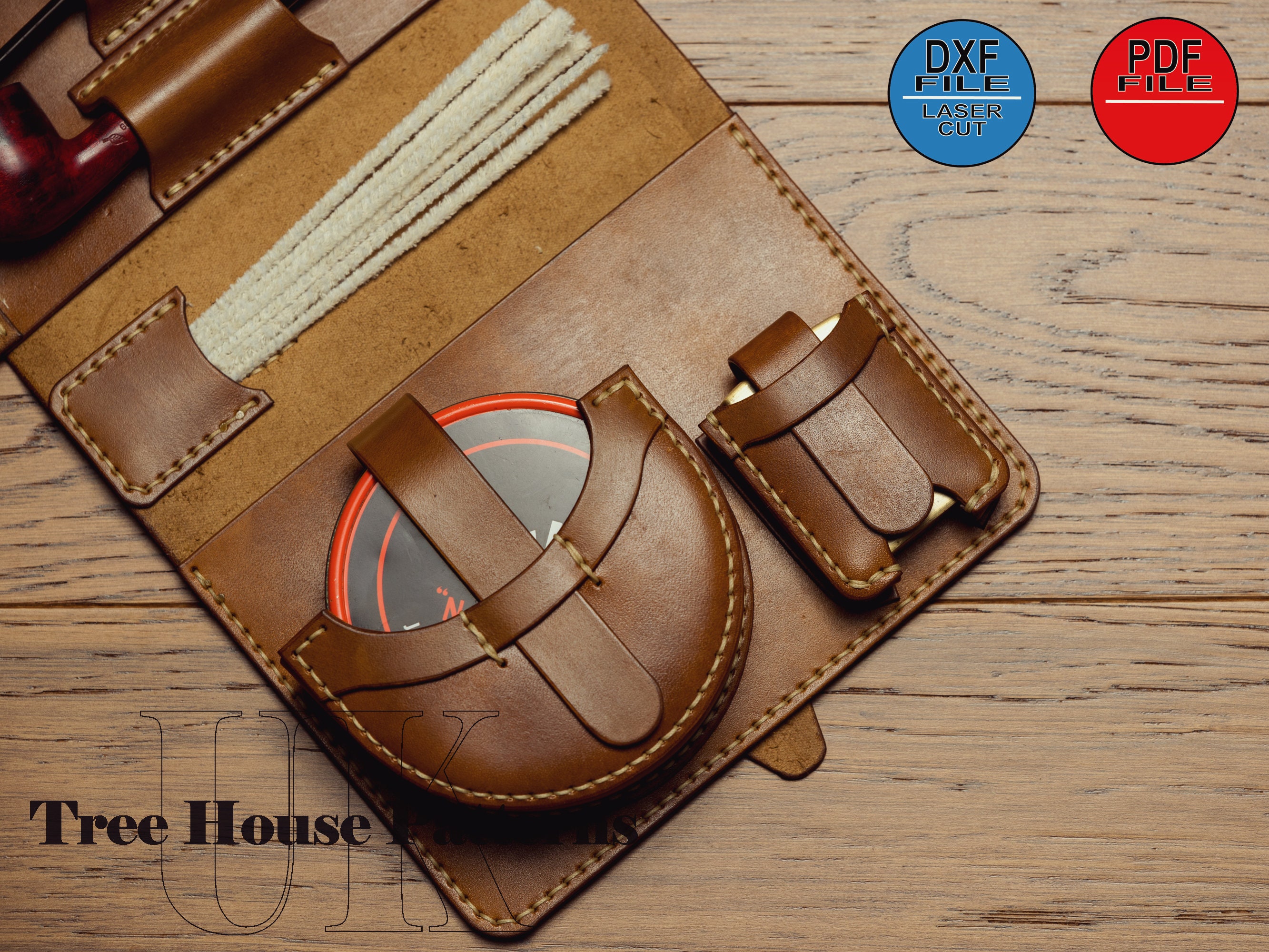 leather pipe tobacco pouch pattern Pipe Pouch Pattern PDF & DXF – Leather Tobacco Case Template