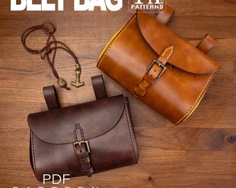 Leather pattern PDF for medieval belt bag