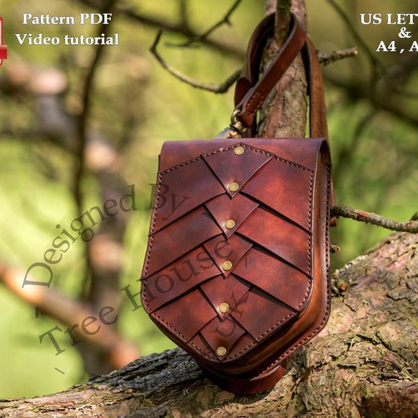 Medieval crossbody bag leather pattern PDF