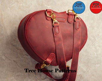 バッグ Treat Urself original leather heart bag Leather Pattern PDF, DXF for Heart Shoulder Bag and Backpack