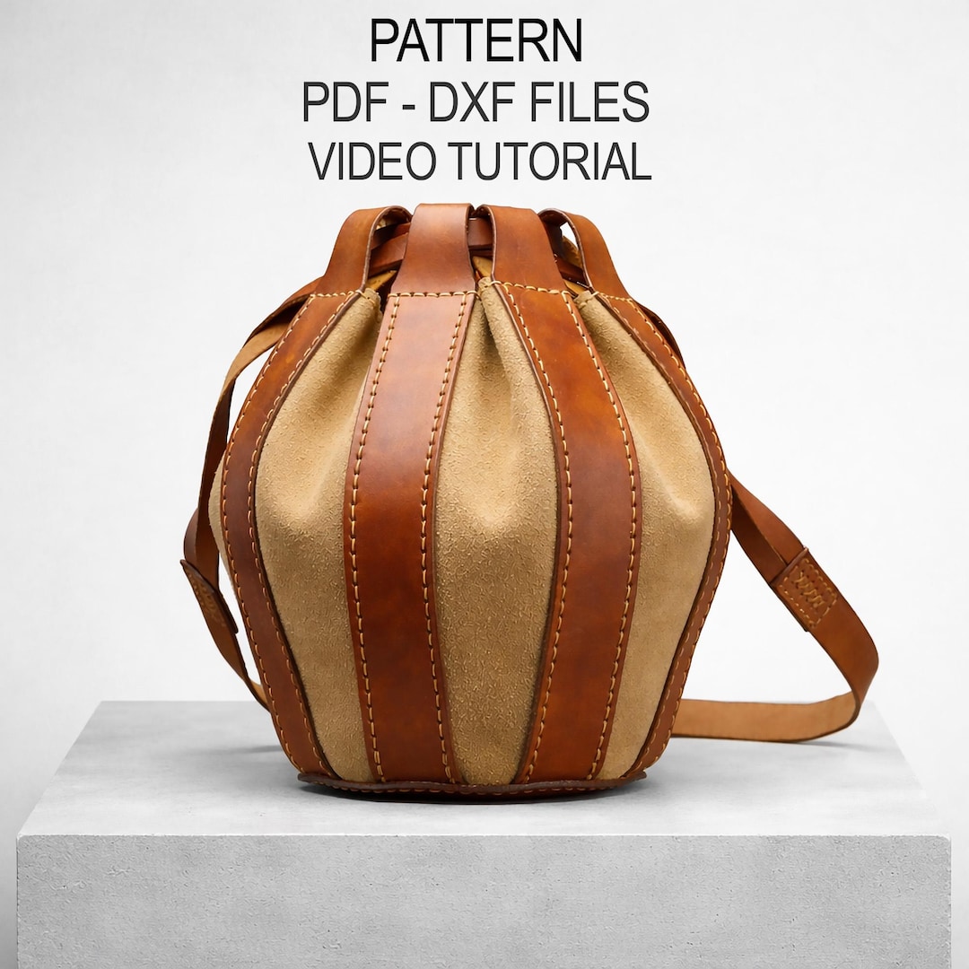 Leather Crossbody Bag Pattern - Bucket – Drawstring Shoulder Template ...