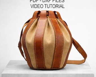 Leather Crossbody Bag Pattern -  Bucket – Drawstring Shoulder Template (PDF/DXF)