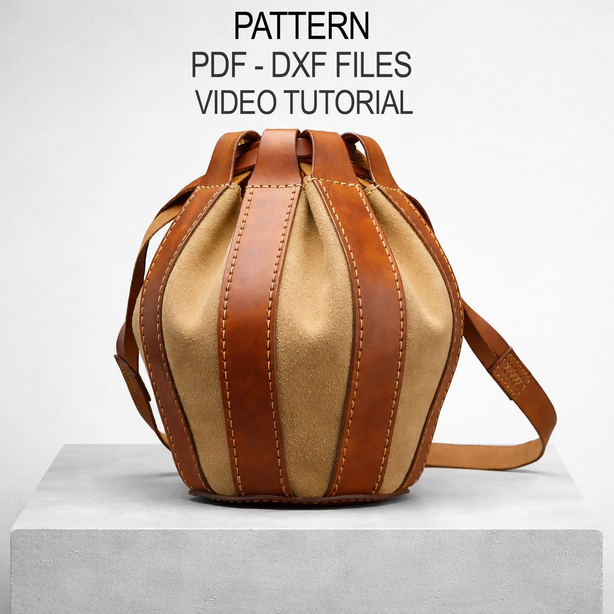 Leather Crossbody Bag Pattern - Bucket – Drawstring Shoulder Template ...