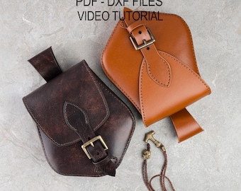 Leather Belt Pouch Pattern PDF, Medieval Leather Bag Template, DIY LARP Pouch