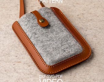 Leather Pouch Pattern PDF, Phone Pouch Template, SVG DXF for Laser