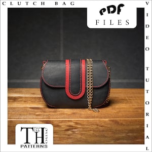 Umhängetasche Leder Schnittmuster PDF - Clutch Tasche digitale Vorlage