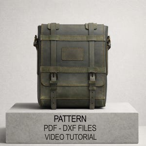 Leather Messenger Bag Pattern PDF DXF, Military Style Leather Bag Template, DIY Leather Bag