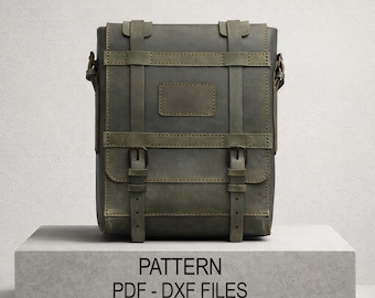 Leather Messenger Bag Pattern PDF DXF, Military Style Leather Bag Template, DIY Leather Bag