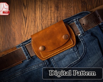 Belt wallet leather pattern PDF - card holder digital template
