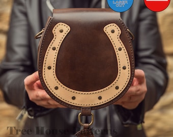 Leather pattern PDF, DXF for shoulder bag with horseshoe motive