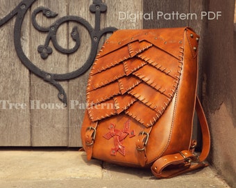 Backpack leather pattern PDF - rucksack digital template