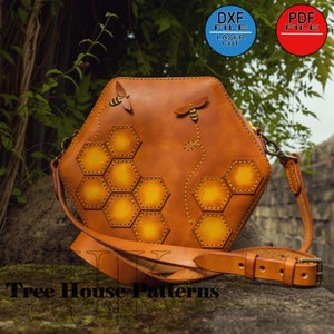 Leather pattern PDF,DXF for "Bee" shoulder bag, crossbody bag pattern