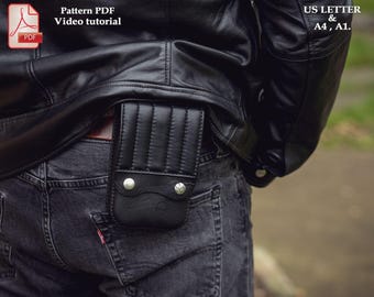 Biker belt bag leather pattern PDF - waist bag digital template
