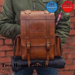Leather pattern PDF, DXF for military style backpack, rucksack leather pattern