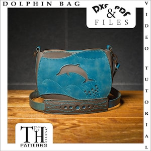 Delfin Leder Umhängetasche PDF und DXF Schnittmuster, Crossbody taschen Schnittmuster