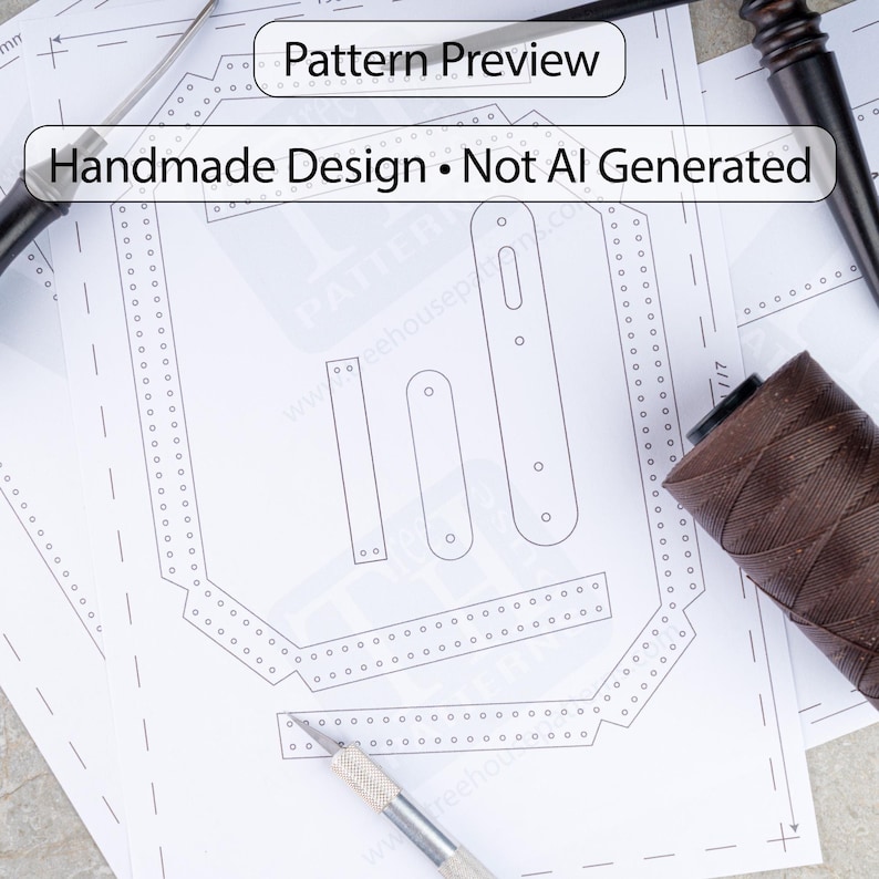 Patroon leren handtas pdf, patroon hobo-schoudertas, patroon halve maan, patroon leren tas afbeelding 3