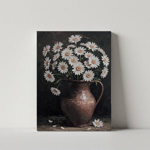 Vintage Daisy Still Life Art: Rustic Cottagecore Floral Print (Digital Download)