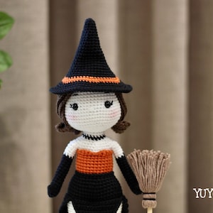 Crochet pattern amigurumi , Bela the witch for halloween . PDF