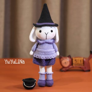 Patrón de crochet amigurumi, Conejito Bruja (PDF)