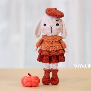 Crochet pattern amigurumi, Pumpkin Bunny , halloween toy (PDF)
