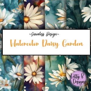 Watercolor Daisy Garden