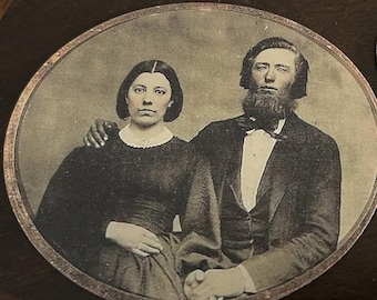 Love Caroline and Charles Ingalls? Real Ma and Pa! Vintage Sepia Photo on a sticker - FREE SHIPPING!