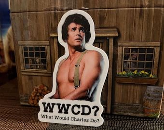 What Would Charles Do? WWCD? Vintage Sticker - Charles Ingalls Shirtless! Free Letter!