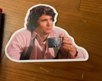 It must be Midnight! Charles Ingalls having a cup of coffee! - Vintage Sticker! Free Gifts! Free Shipping!