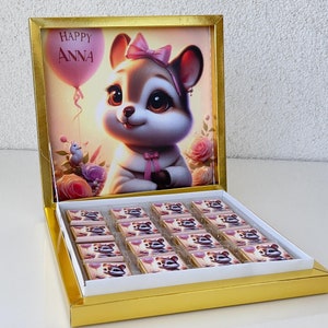 Shower de bébé au chocolat 72 PCS, bonbons pour bébé fille, cadeaux en chocolat, faveur de bonbons personnalisés, boîte de chocolats personnalisée, labe de chocolat, boîte d'anniversaire de bébé
