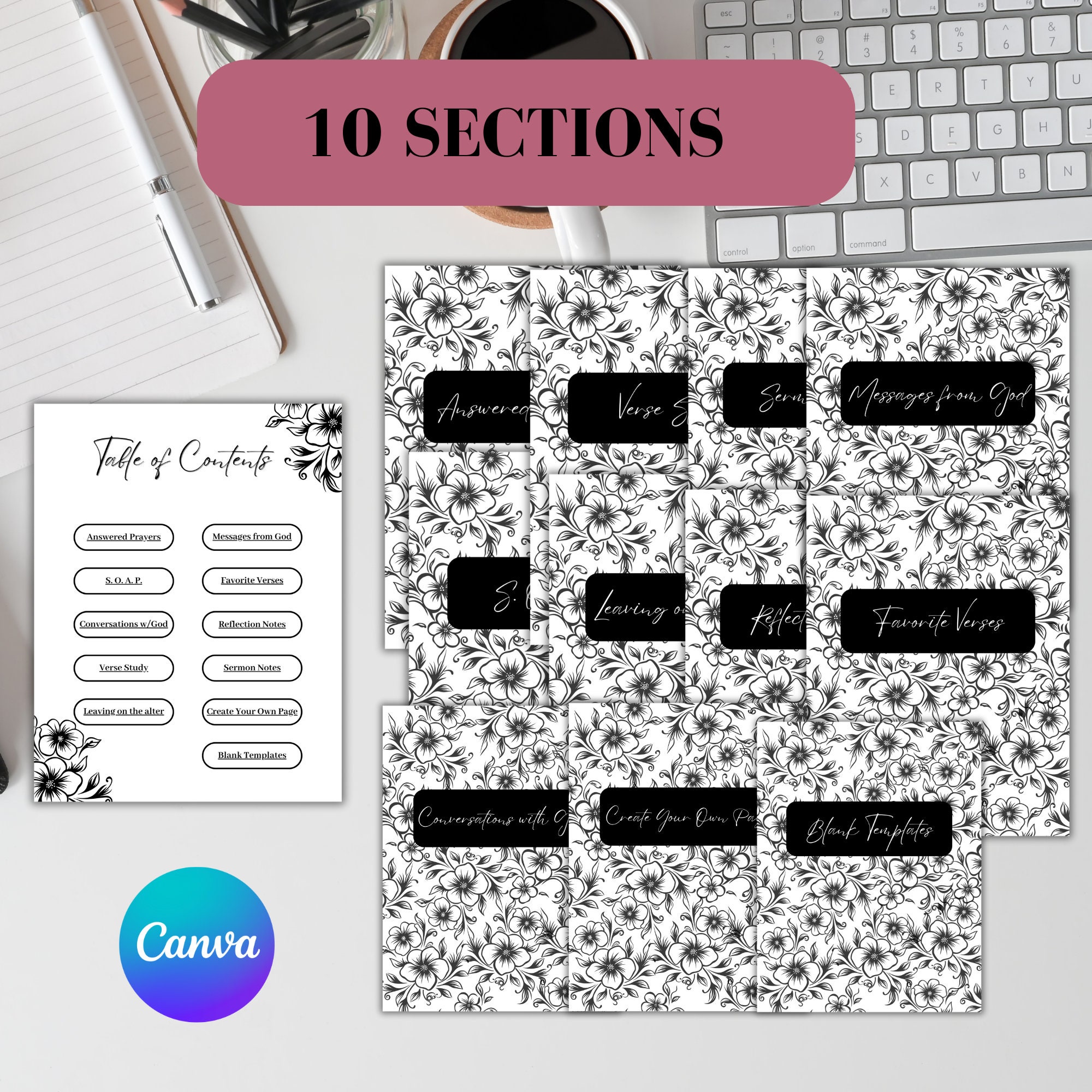 CANVA TEMPLATE - Printable Bible Study Journal/ Prayer Journal - Etsy