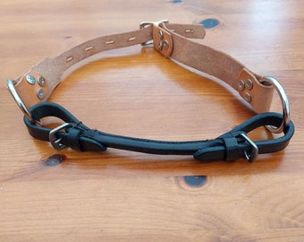 Real Leather Bit Gag, Black and Brown Leather, Bdsm, Fetish, Bondage, Dungeon Gear