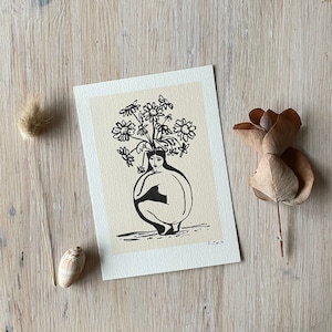 Art Print “Girl in Vase” ink painting by Raissa Oltmanns
