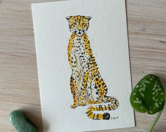 Art Print “Bored Cheetah” eines handgemalten Aquarells Illustration von Raissa Oltmanns