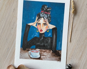 Art Print “Don’t give a shit” of a hand-painted watercolor illustration by Raissa Oltmanns