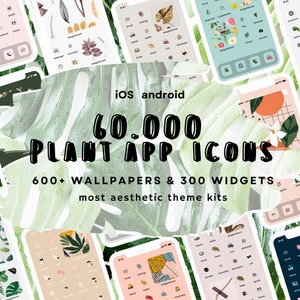 60,000 High Resolution iPhone iOS 14 15 Icon Pack Android Mega Bundle App Aesthetic | Plant Neutral | Phone Home Screen Widget iOS14 iOS15