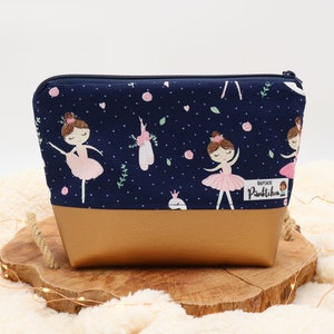 Kosmetiktasche für Kinder • Kulturbeutel • Kulturtasche • Waschbeutel blau mit Ballerinas