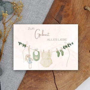 Postkarte Geburt Mädchen • Geburtskarte Baby • Grußkarte zur Geburt