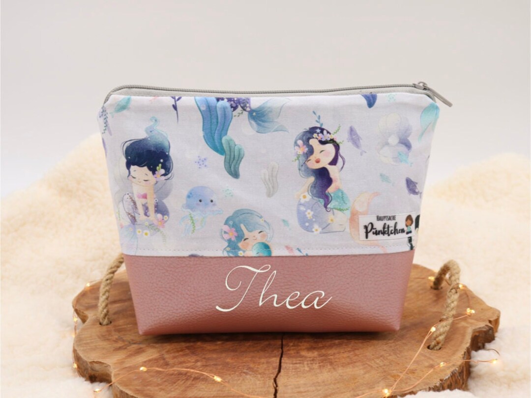 Toiletry Bag Girl With Name Toiletry Bag Mermaids Pink Etsy