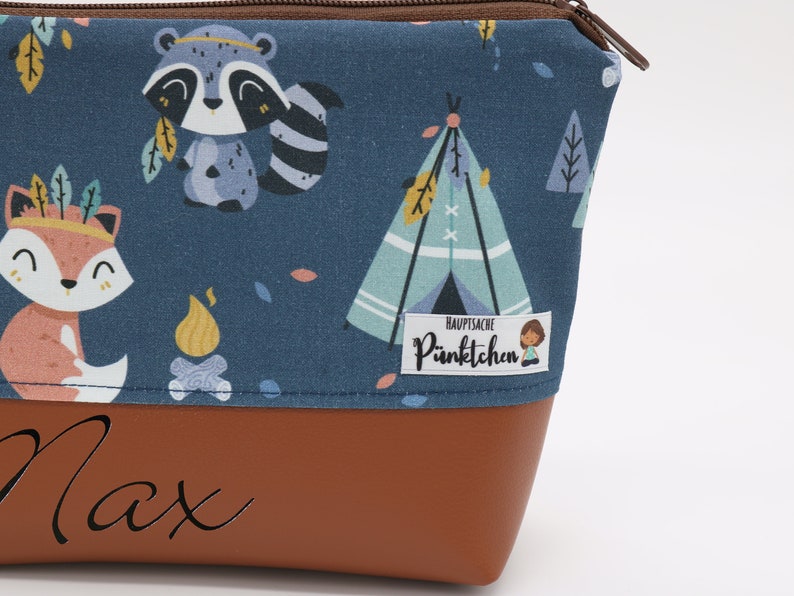 Cosmetic bag customizable for children • Toiletry bag • Toiletry bag • Wash bag forest animal pattern image 6